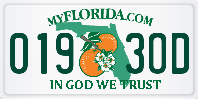 FL license plate 0193OD