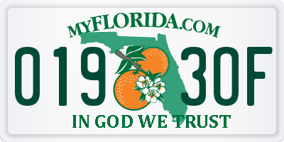 FL license plate 0193OF