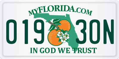 FL license plate 0193ON