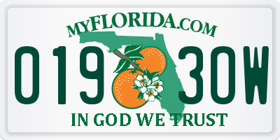 FL license plate 0193OW