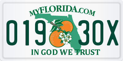 FL license plate 0193OX