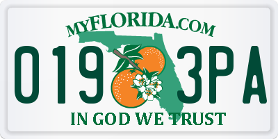 FL license plate 0193PA
