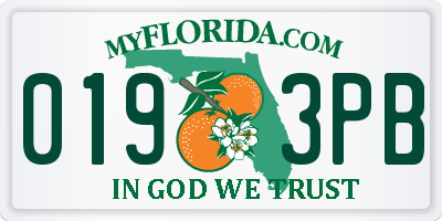 FL license plate 0193PB