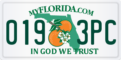 FL license plate 0193PC