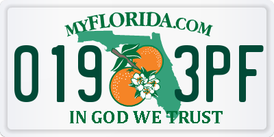 FL license plate 0193PF