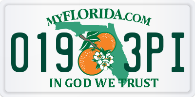 FL license plate 0193PI