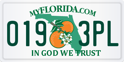 FL license plate 0193PL