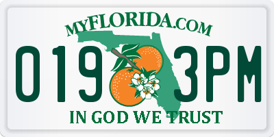 FL license plate 0193PM