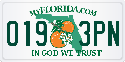 FL license plate 0193PN
