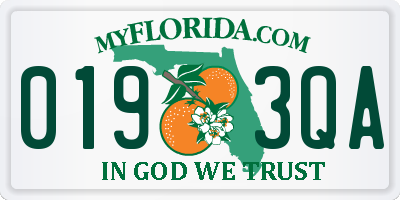 FL license plate 0193QA