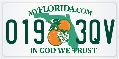 FL license plate 0193QV