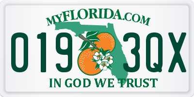 FL license plate 0193QX