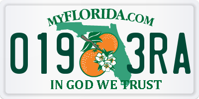FL license plate 0193RA