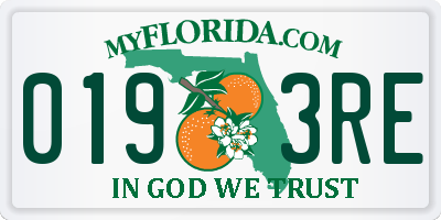 FL license plate 0193RE