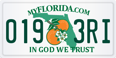 FL license plate 0193RI