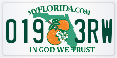 FL license plate 0193RW