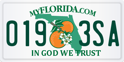 FL license plate 0193SA