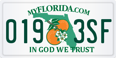 FL license plate 0193SF