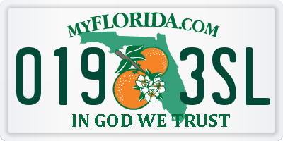 FL license plate 0193SL