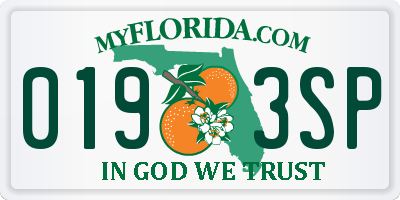 FL license plate 0193SP