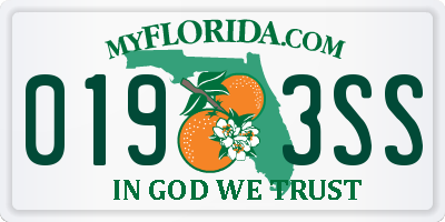 FL license plate 0193SS