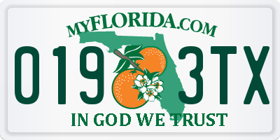 FL license plate 0193TX