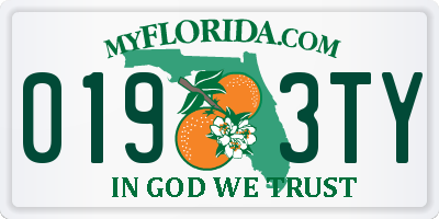 FL license plate 0193TY