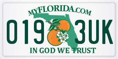 FL license plate 0193UK