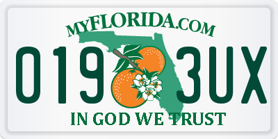 FL license plate 0193UX
