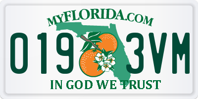 FL license plate 0193VM