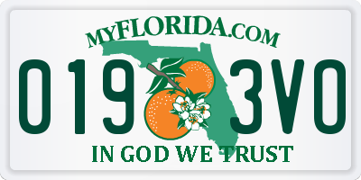 FL license plate 0193VO