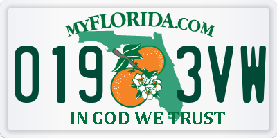 FL license plate 0193VW