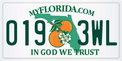 FL license plate 0193WL