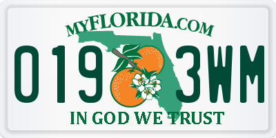 FL license plate 0193WM
