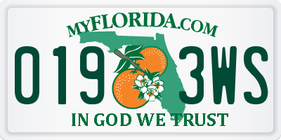 FL license plate 0193WS