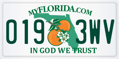 FL license plate 0193WV