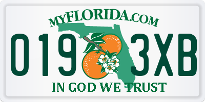 FL license plate 0193XB