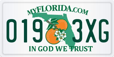 FL license plate 0193XG