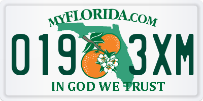 FL license plate 0193XM