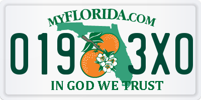 FL license plate 0193XO