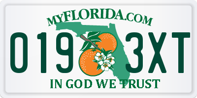 FL license plate 0193XT