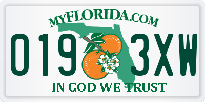 FL license plate 0193XW