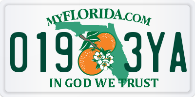 FL license plate 0193YA