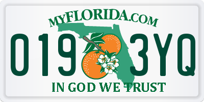 FL license plate 0193YQ