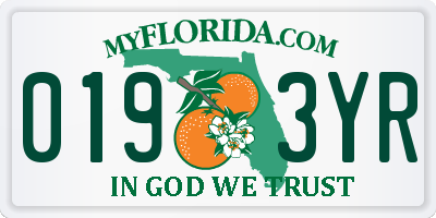 FL license plate 0193YR