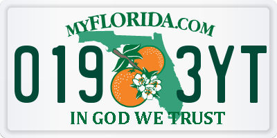 FL license plate 0193YT