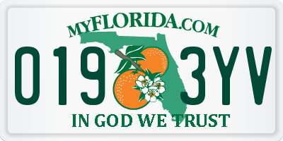 FL license plate 0193YV