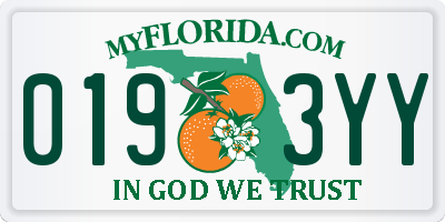FL license plate 0193YY