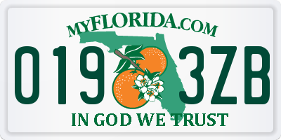 FL license plate 0193ZB