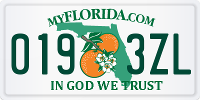 FL license plate 0193ZL